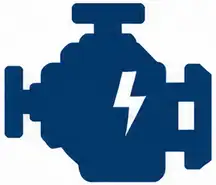 A blue and white image of a lightning bolt.